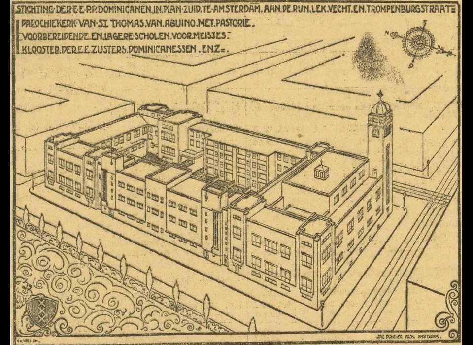 Rijnstraat 93-115 ontwerp bouwblok Rijnstraat-Lekstraat-Vechtstraat-Trompenburgstraat met R.K.-signatuur (1925)