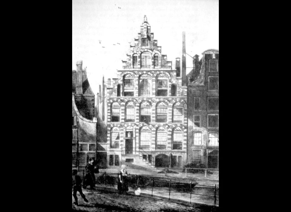 Rokin ca.1800 met logement de Engelse Bijbel