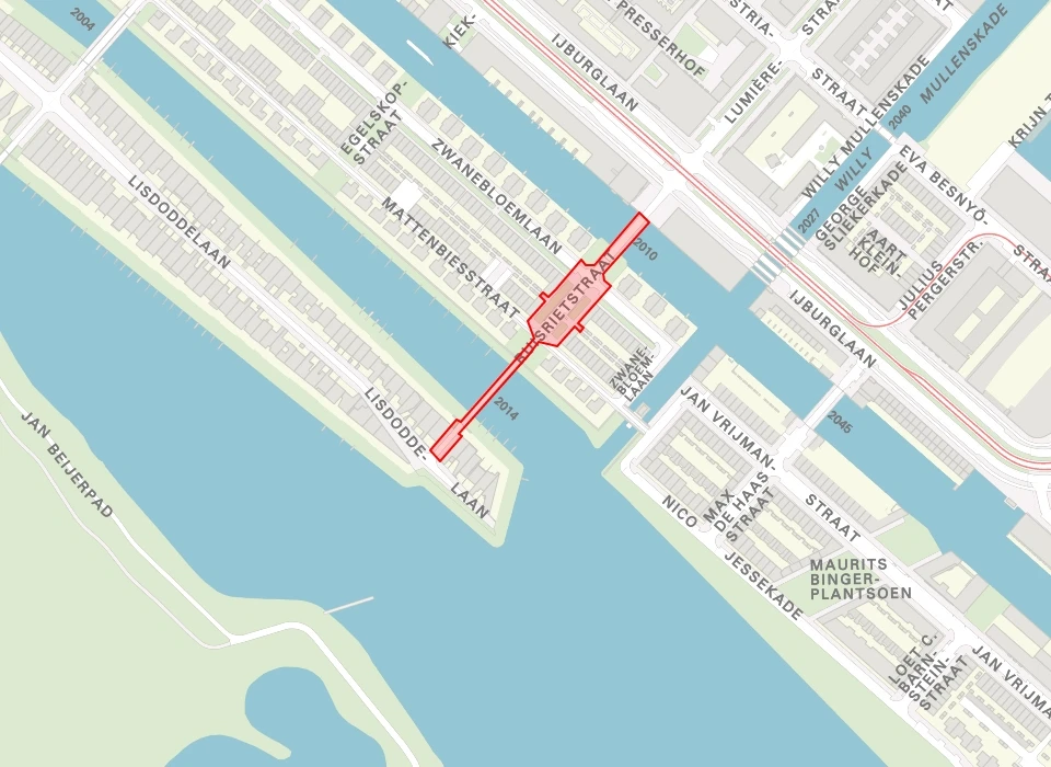 Ruisrietstraat op de plattegrond