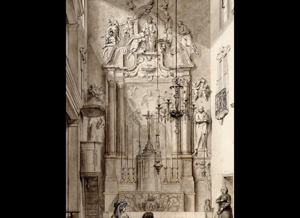 Singel 448 detail interieur huiskerk De Krijtberg (1788)