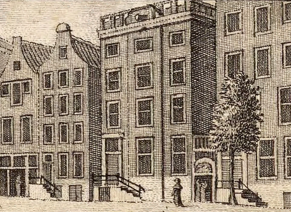 Herengracht 421-427 v.l.n.r. tussen 425 en 427 ingang Krijtberg (1808)