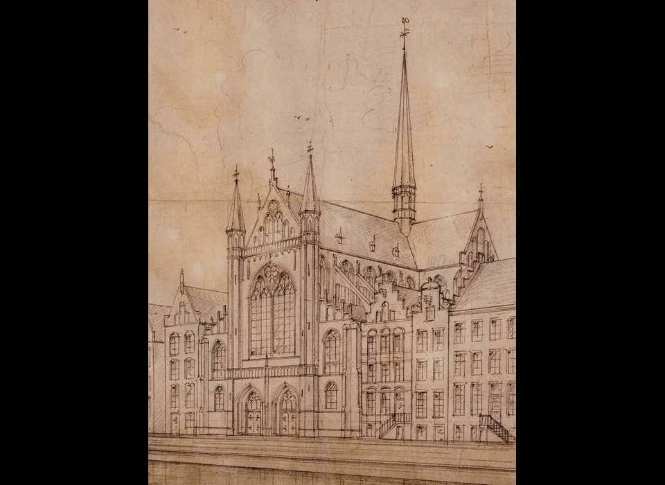 Singel 442-448 niet uitgevoerd ontwerp voor de vernieuwde Krijtberg (1879)