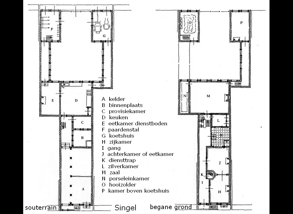 Singel 292 souterrain, begane grond (1787)