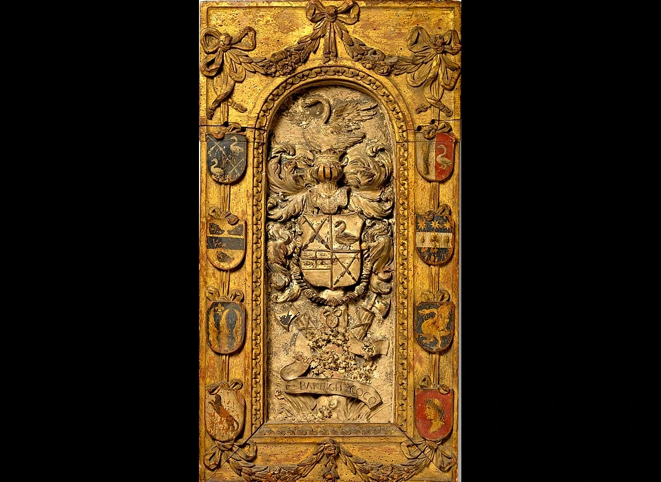 Singel 140-142 Frans Banninck Cocq, eigenaar/bewoner sinds 1630, wapenbord (1655)