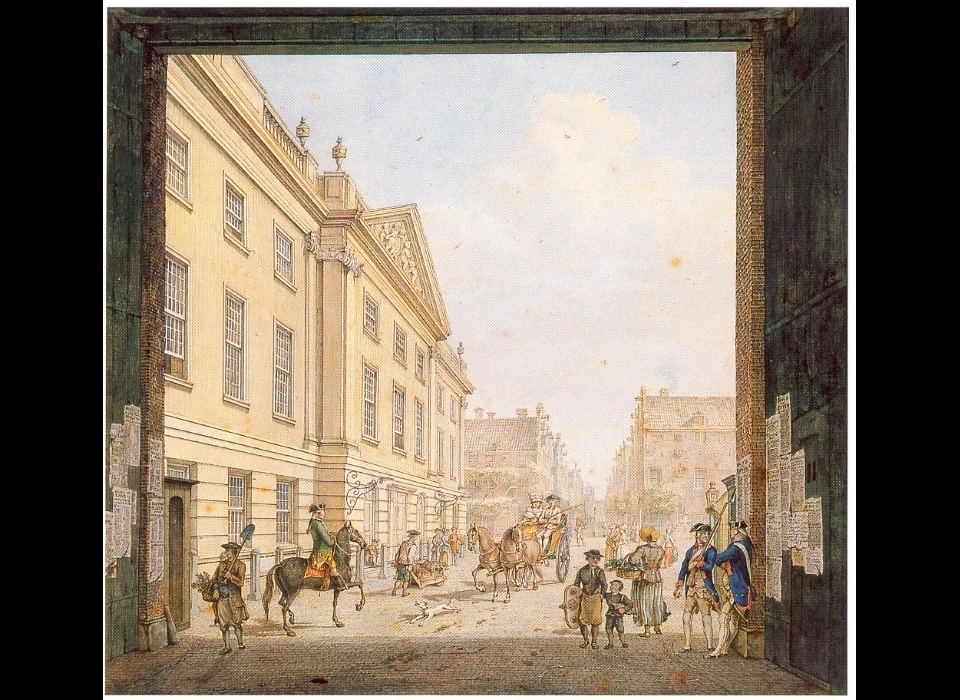 Stadsschouwburg Leidseplein 26 bekend als 'de houten kast' door Leidsepoort (H.P.Schouten 1779)