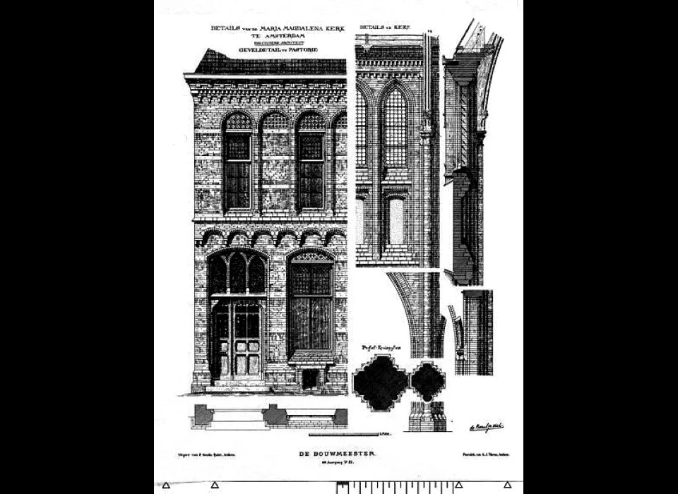 Spaarndammerstraat Bouwtekening geveldetails Maria Magdalenakerk