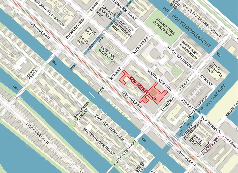 Sem Presserhof op de plattegrond