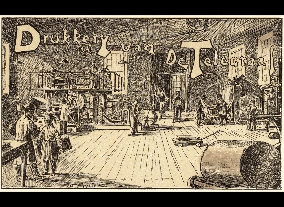 Sint Nicolaasstraat 37-43 drukkerij-afdeling van De Telegraaf (1921)