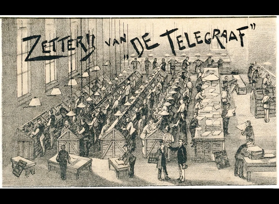 Sint Nicolaasstraat 37-43 zetterij-afdeling van De Telegraaf (1921)