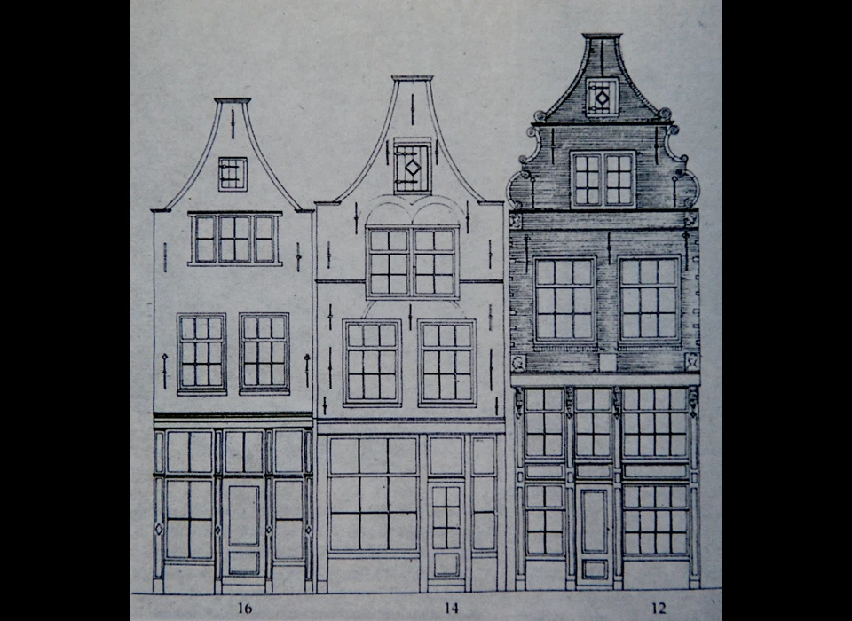 Sint Annenstraat 10-16 ontwerptekening voor de te herstellen panden (1992)