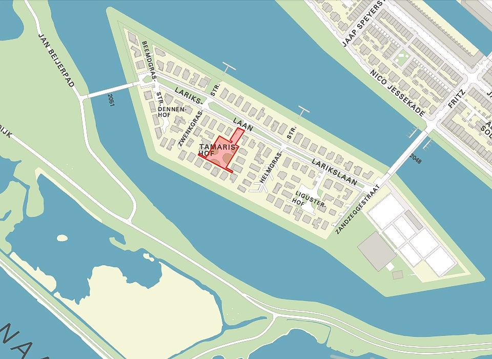 Tamariskhof op de plattegrond