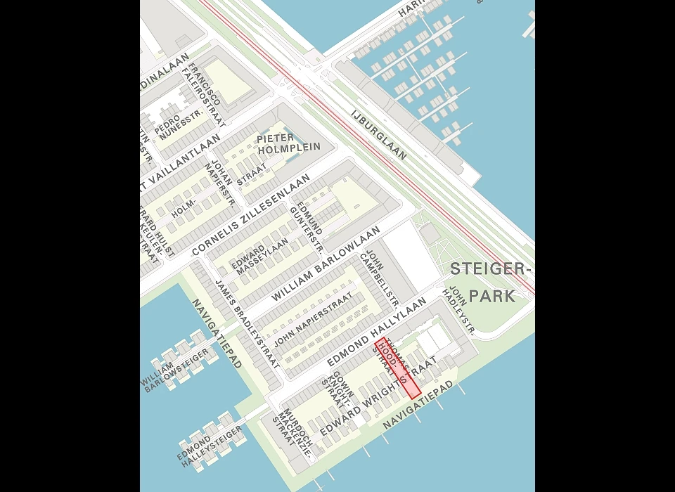 Thomas Hoodstraat op de plattegrond