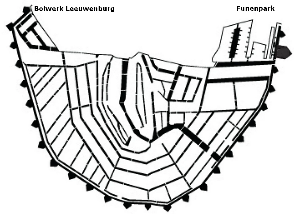 Bolwerk Jaap Hannes op de plattegrond