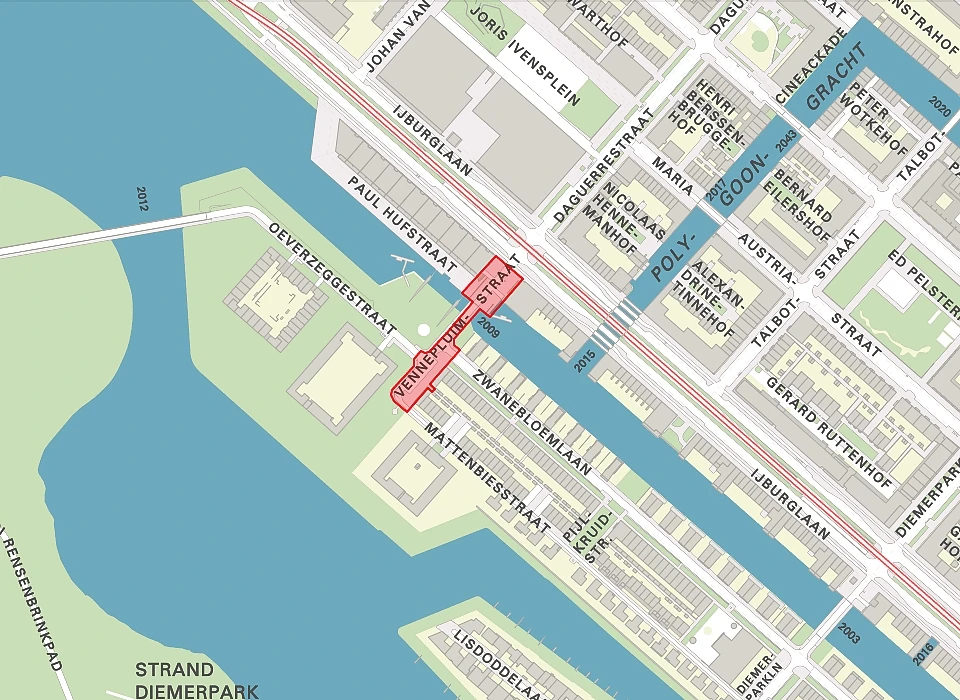 Vennepluimstraat op de plattegrond