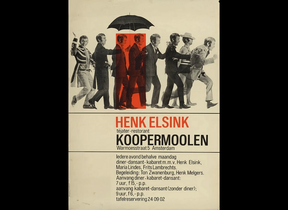Warmoesstraat 5 reclame voor theater De Koopermoolen (ca.1970) 