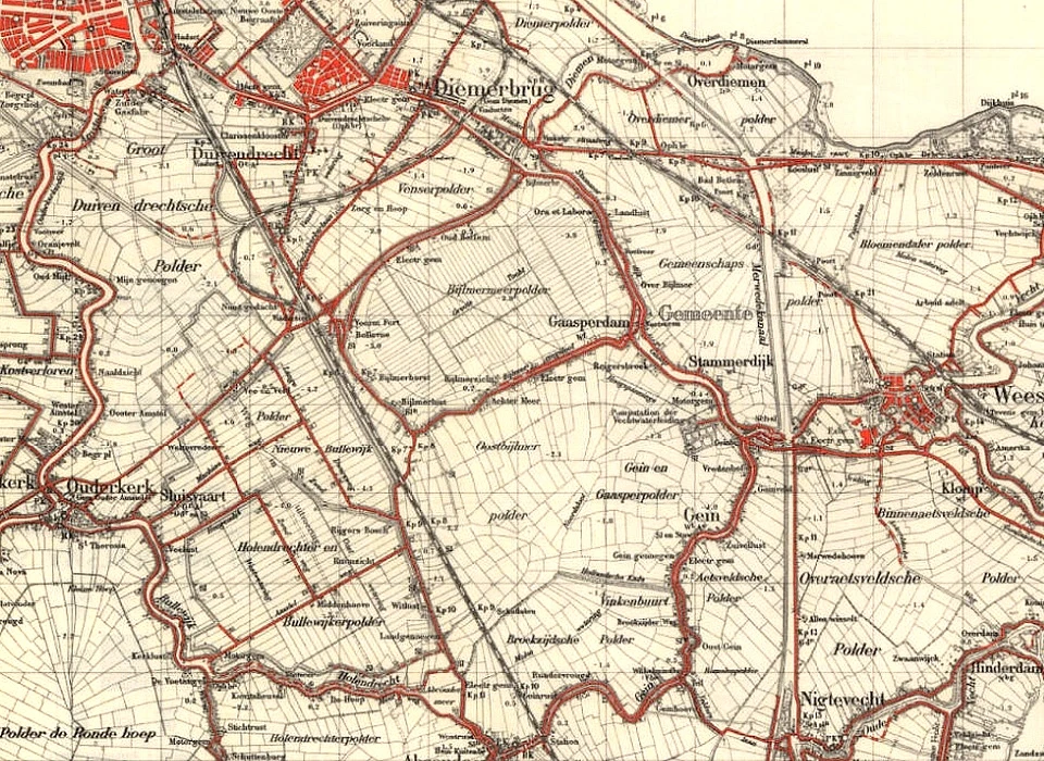 Kaart van Bijlmermeer en omliggende polders (1960)