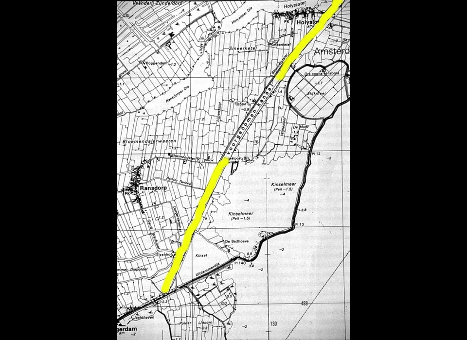 Alternatief voor de vaarweg over het IJselmeer via Pampus was het door ir.Goudriaan bedachte Napoleonsvaart of Goudriaankanaal achter Durgerdam 
					  langs parallel met de Bloemendalergouw.