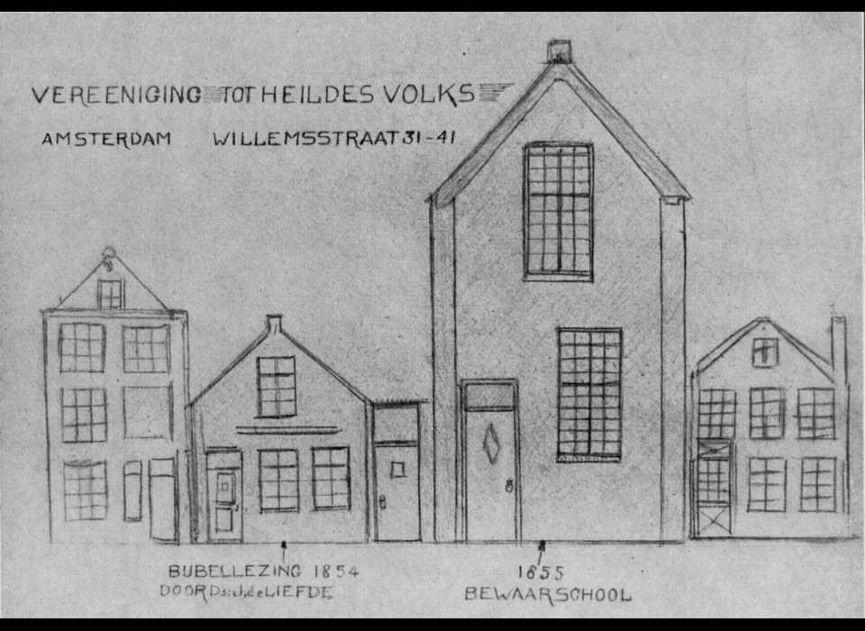 Willemsstraat 31-41 tekening van de oude bebouwing (1855)