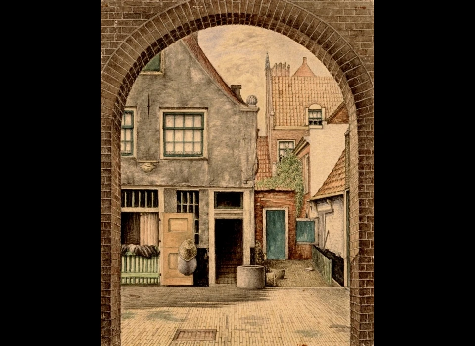 Willemsstraat 81-87 vanuit Verwersgang in midden Slagersgang (1907)