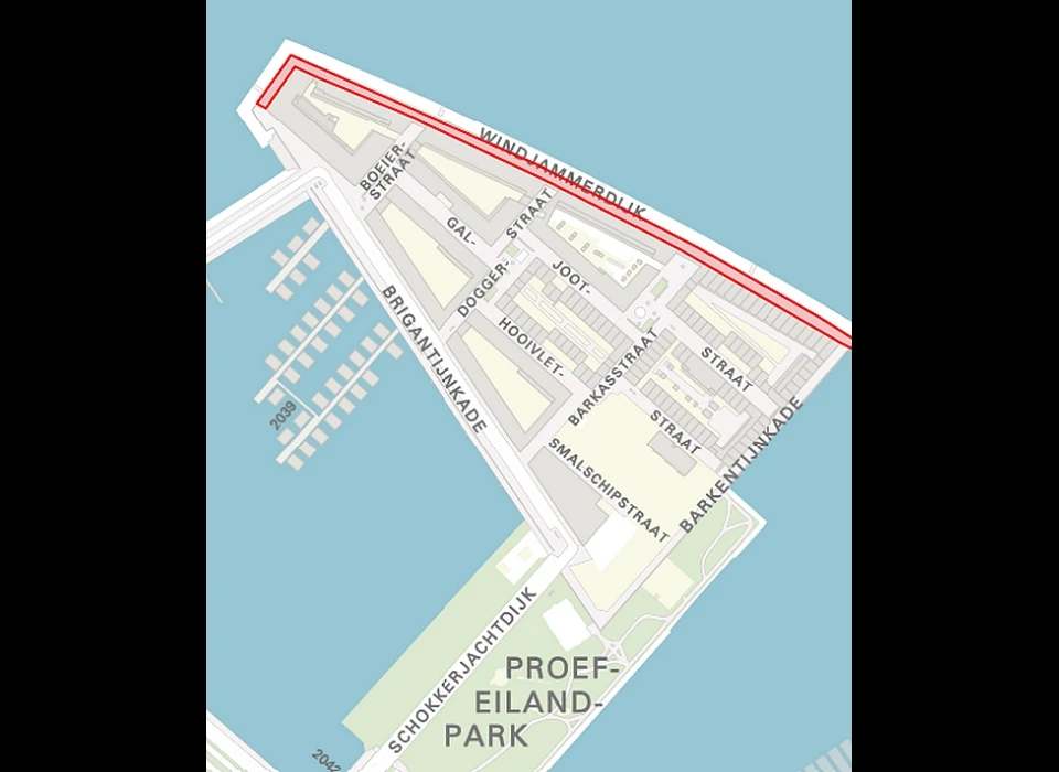 Windjammerdijk op de plattegrond